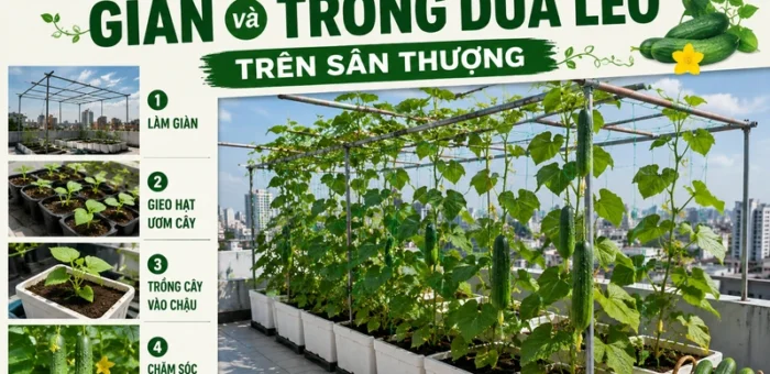 Hướng dẫn cách làm giàn và trồng dưa leo trên sân thượng